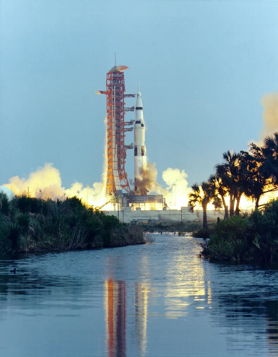Saturn V lifting off with Apollo 13 — Kennedy Space Center, 11 April 1970