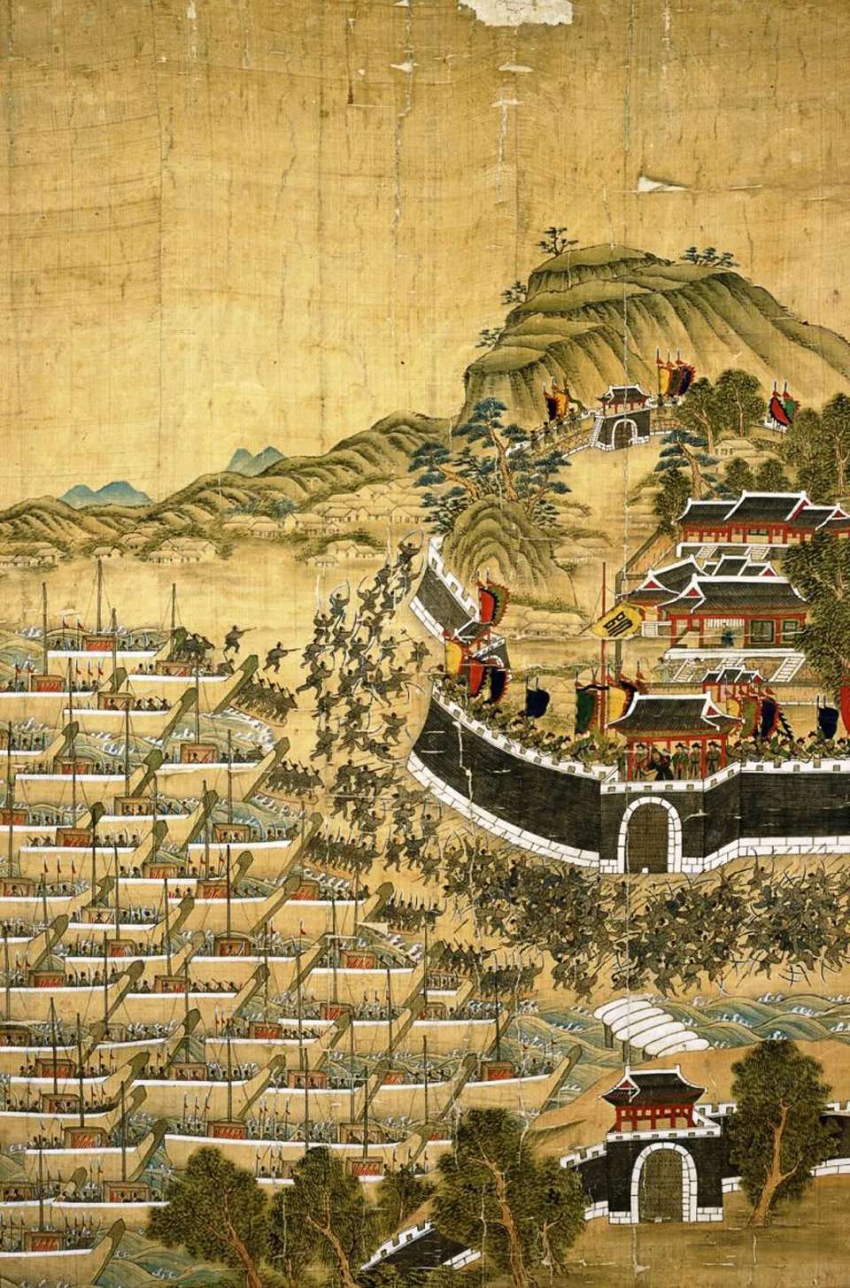 Busanjin Sunjeoldo — the fall of Busanjin Fortress, painted by Byeon Bak in 1760