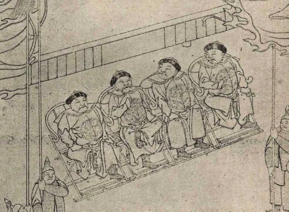 Illustration from the Manchu Veritable Records, “Gang Hong-rip leads his troops to surrender” — the Korean army surrendering to the Later Jin at Sarhu