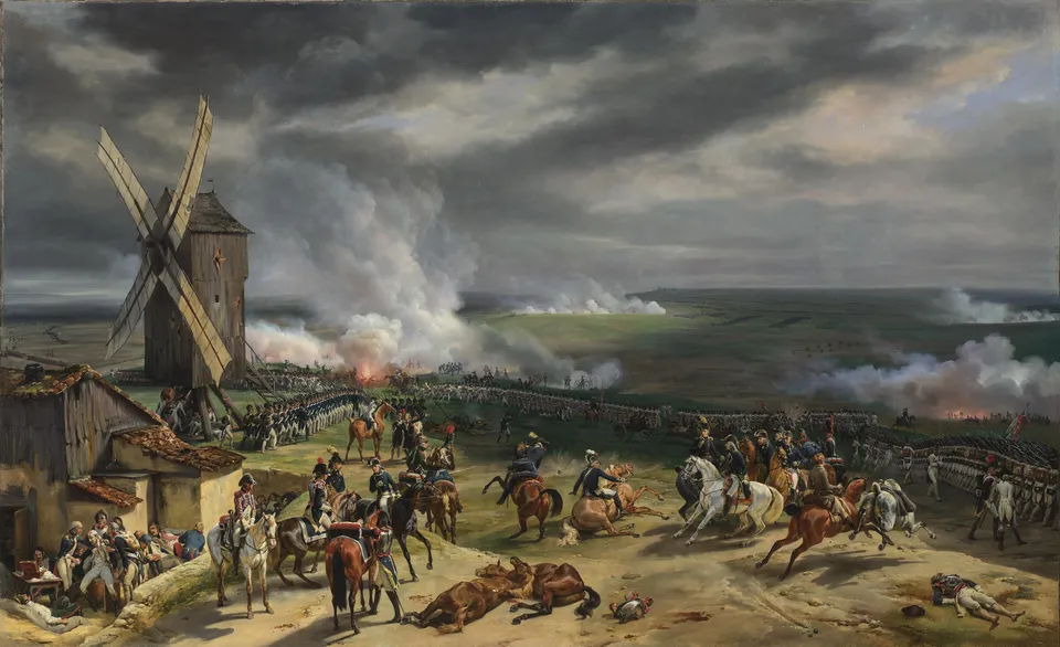 발미 전투, 1792년 9월 20일 — 풍차 언덕의 켈레르만과 혁명군. 오라스 베르네, 1826년, 런던 내셔널 갤러리