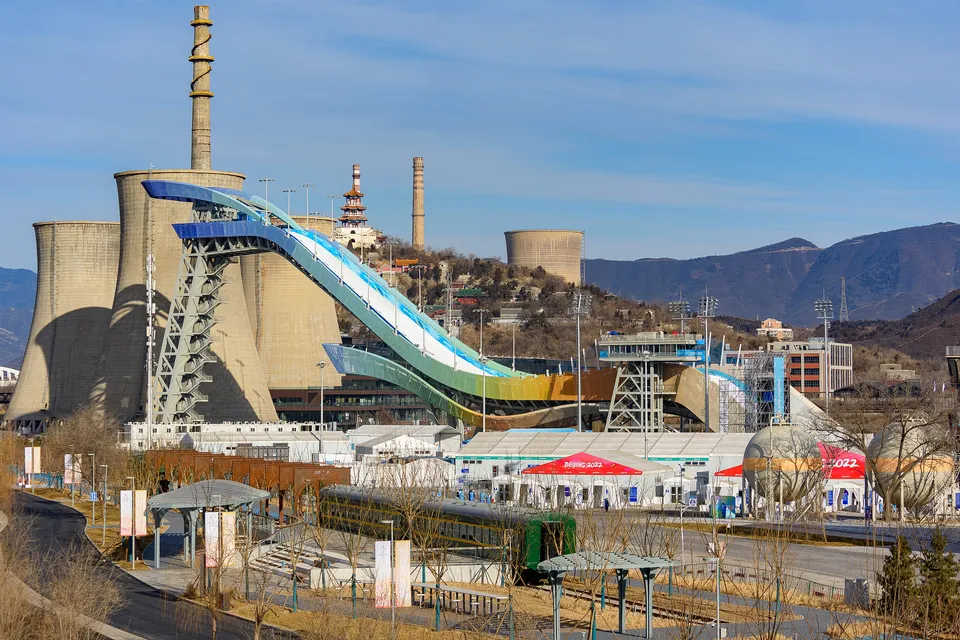 Big Air Shougang, built on the site of a former steelworks in Beijing, 7 February 2022