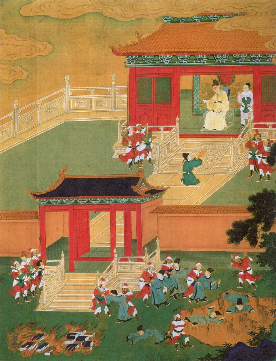 The burning of the books and burying of the scholars — 18th-century Chinese album painting