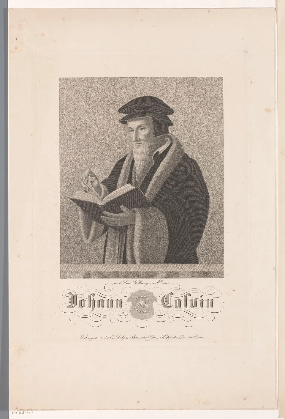 Portrait of John Calvin — 19th-century print from a series of Reformers (Rijksmuseum, Amsterdam)
