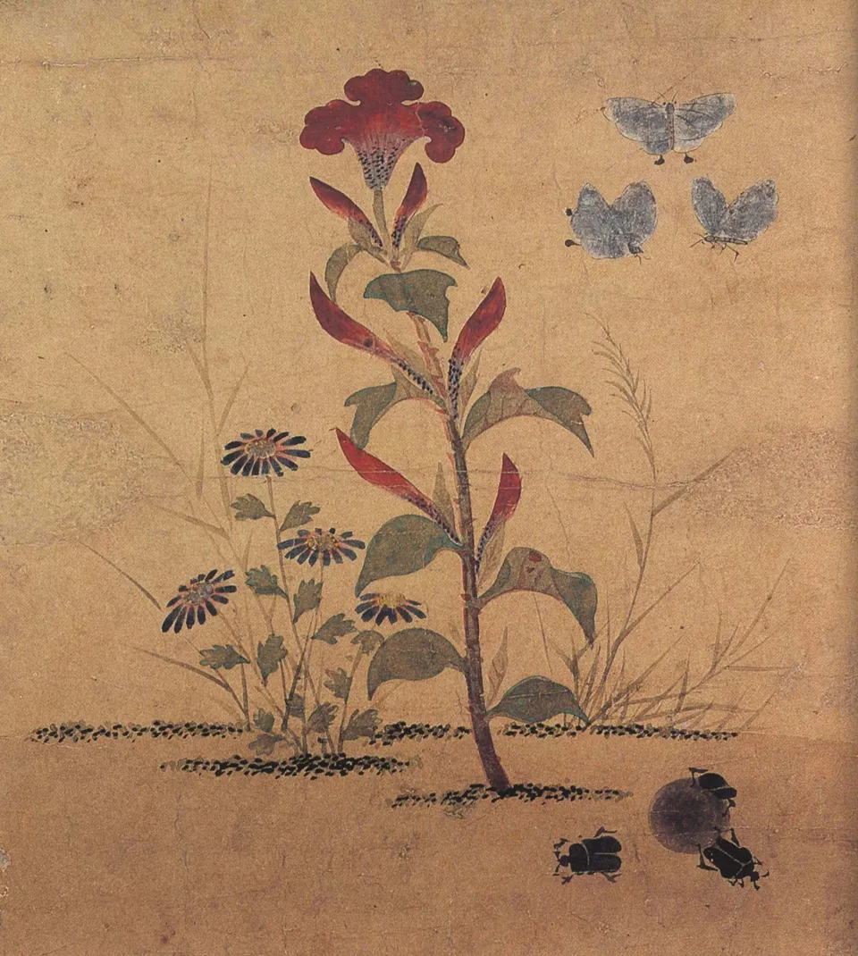 Plants and insects attributed to Sin Saimdang — butterflies and dung beetles, National Museum of Korea