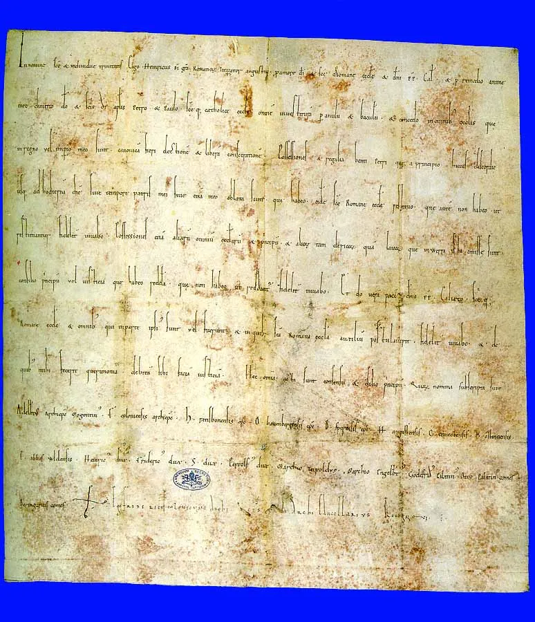 Charter of the Concordat of Worms, by which Henry V and Pope Callixtus II ended the Investiture Controversy