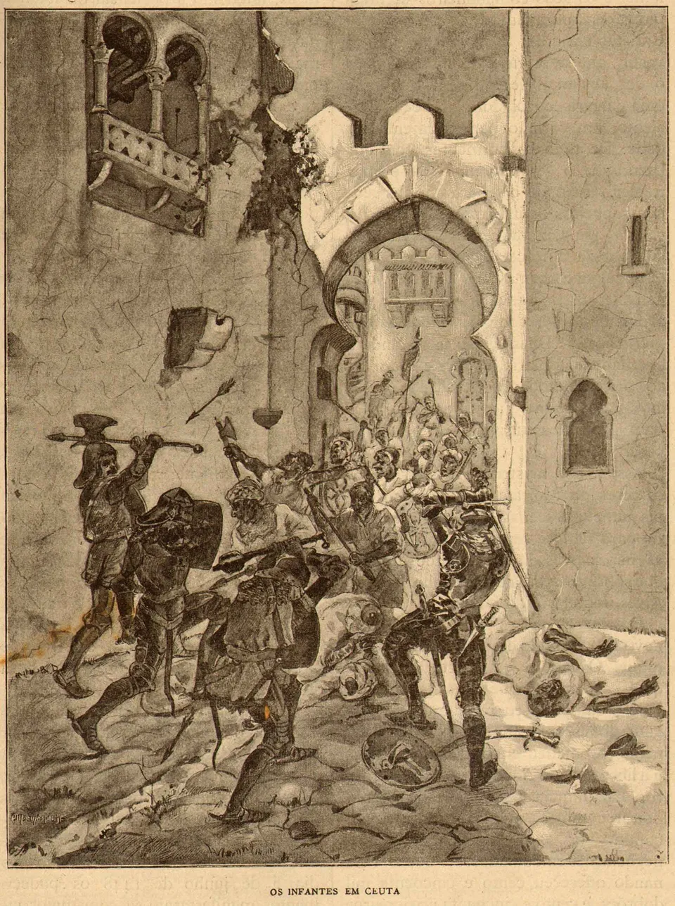 The Portuguese princes at Ceuta — illustration from a 19th-century History of Portugal