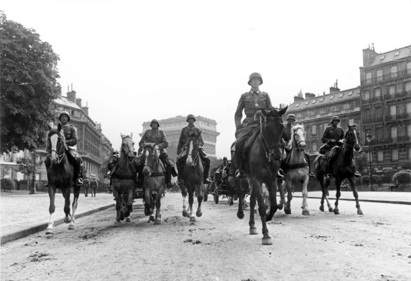 German troops parade in Paris, June 1940