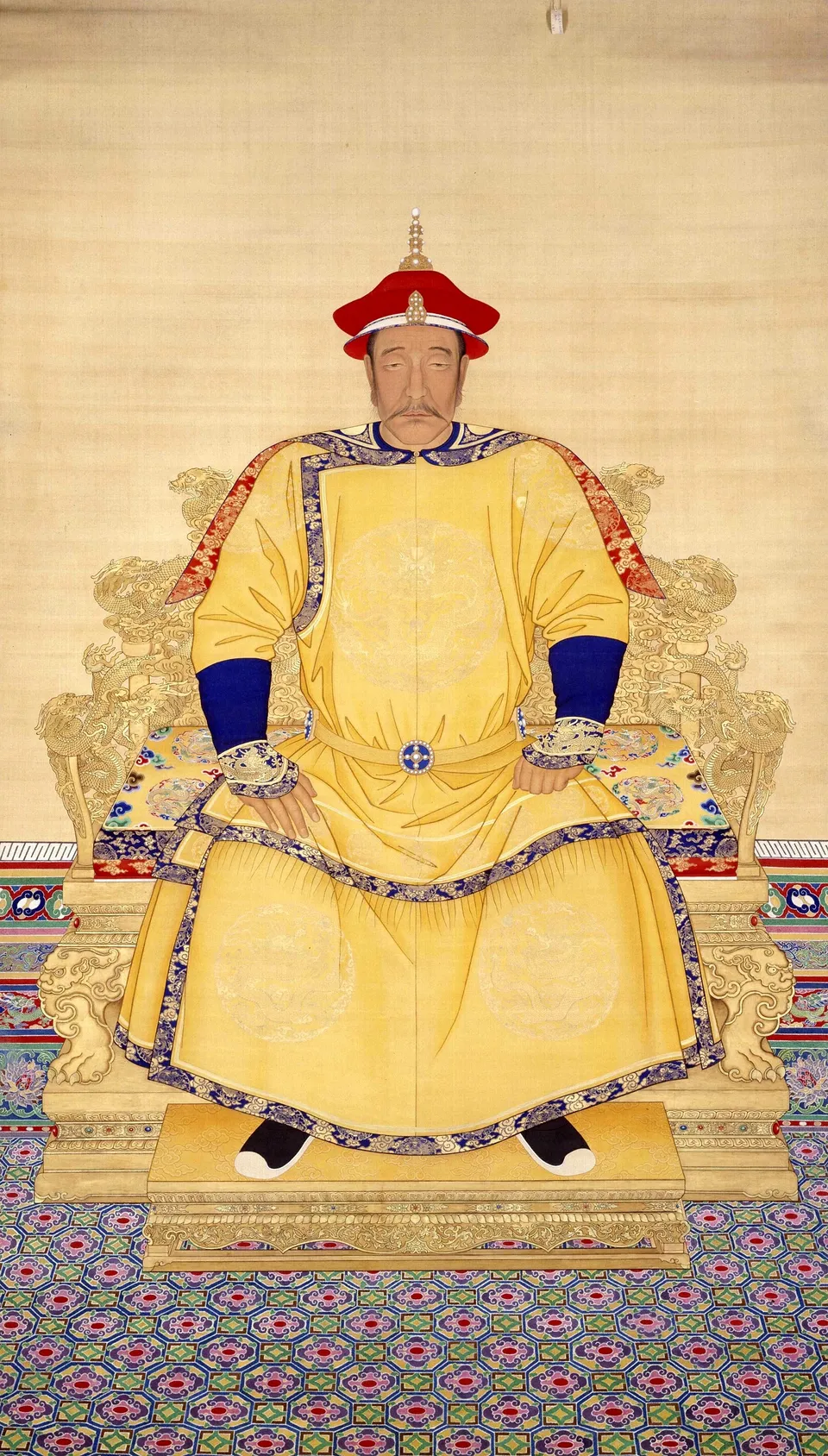 Court portrait of Nurhaci (Taizu of Qing) in court robes, by a Qing court painter