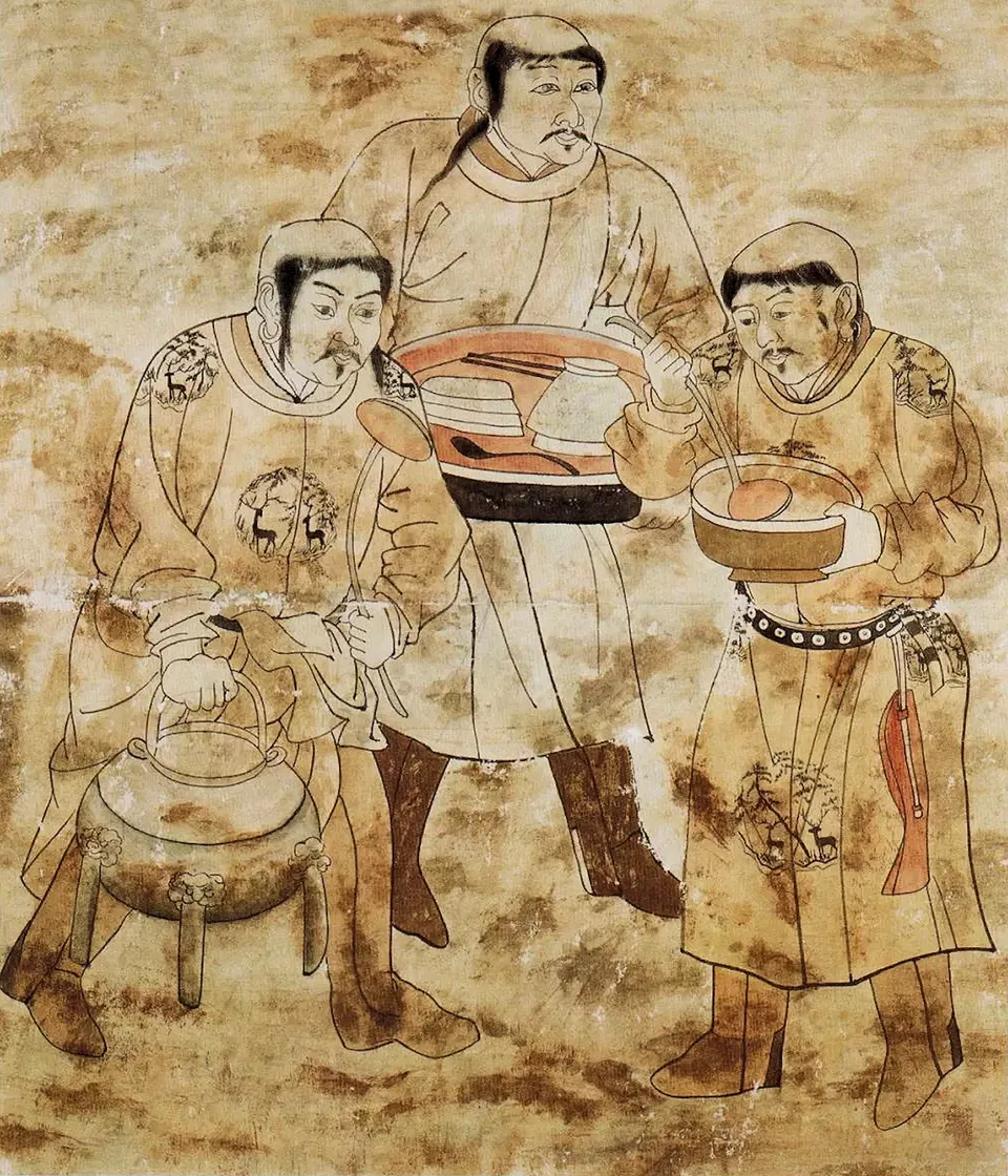 거란 사람들의 식사 — 요 대 무덤 벽화, 내몽골 츠펑
