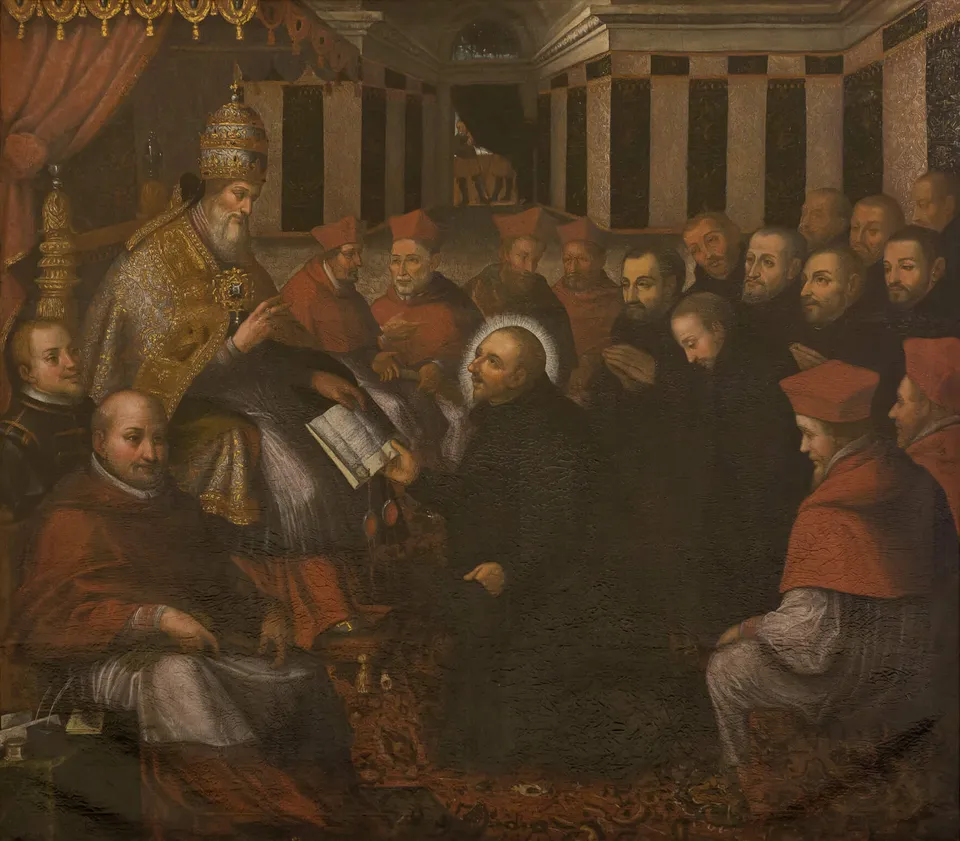 Pope Paul III approving the Society of Jesus — painting by Domingos da Cunha, c. 1640 (New Cathedral, Coimbra, Portugal)