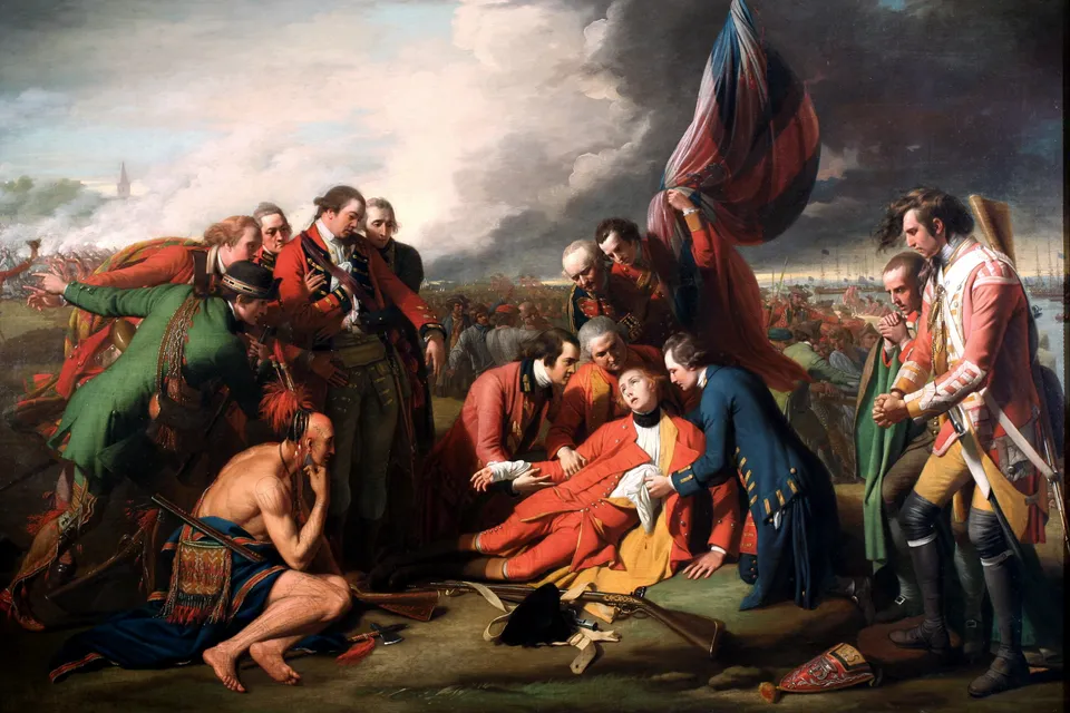 벤저민 웨스트의 「울프 장군의 죽음」(1770) — 1759년 퀘벡 아브라함 평원 전투에서 전사한 울프를 그렸다