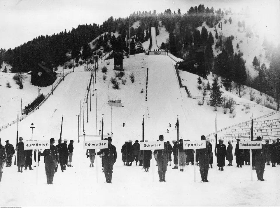 Opening ceremony of the Garmisch-Partenkirchen Winter Olympics, February 1936