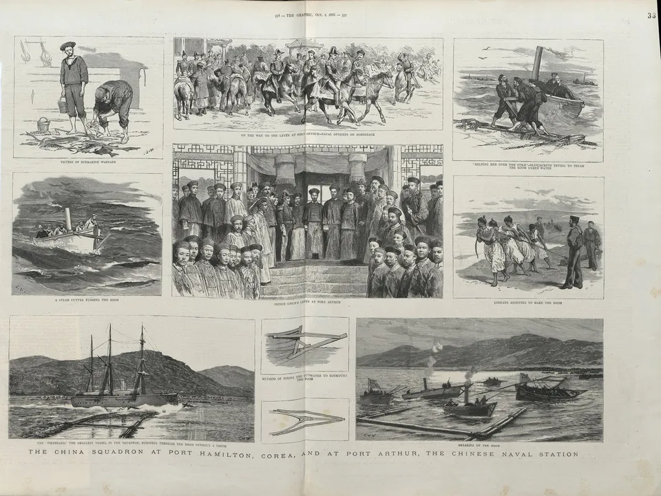 The British China Squadron at Port Hamilton (Geomundo) — British newspaper illustration, 1886