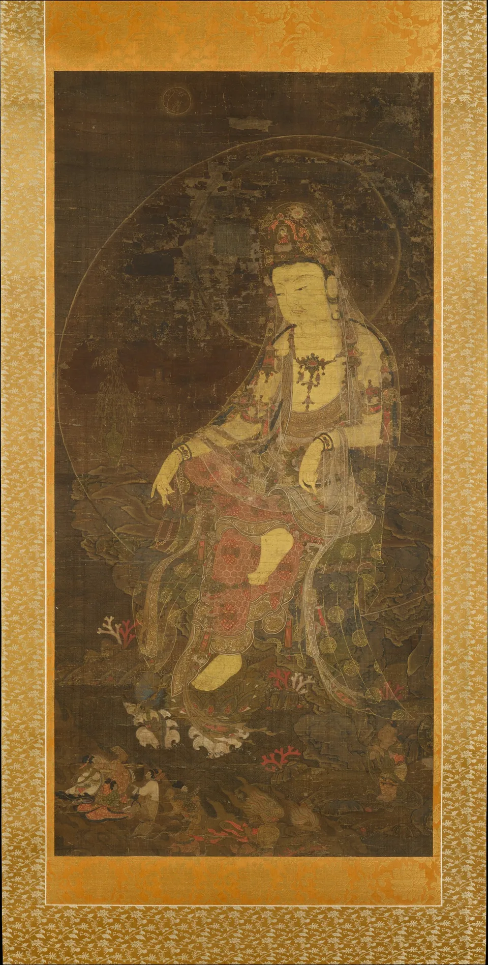 고려 수월관음도 — 물가 바위에 앉은 관음보살, 미국 메트로폴리탄 미술관
