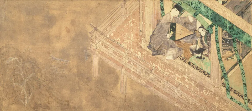 The “Yadorigi” scene of the Tale of Genji handscroll, 12th century, Tokugawa Art Museum