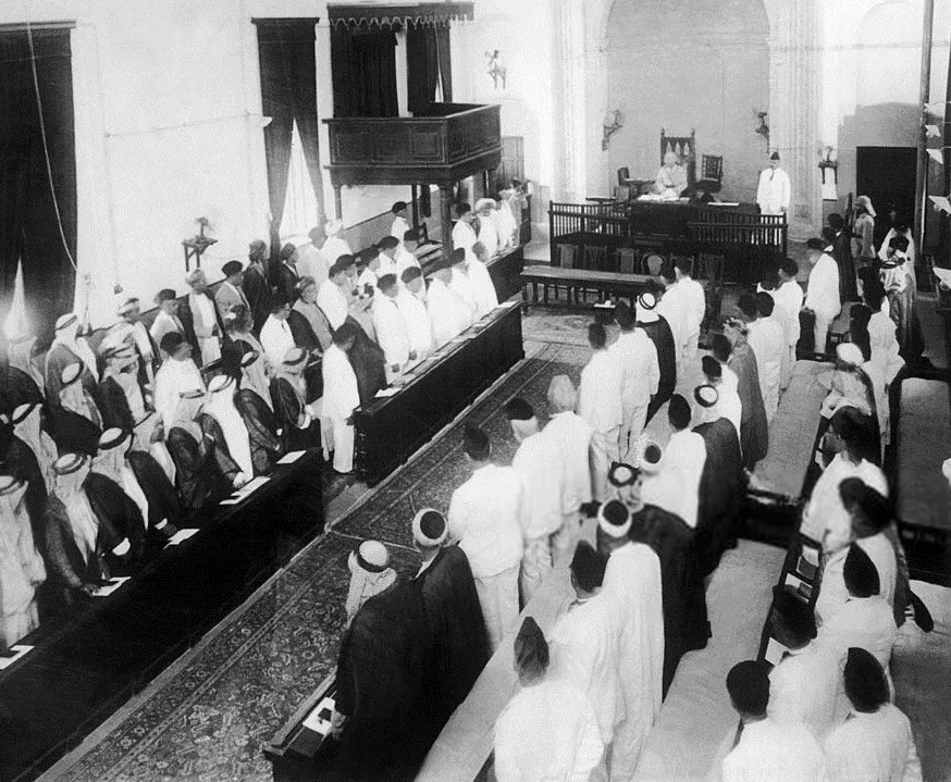 Faisal I in the Iraqi parliament after independence, 1932