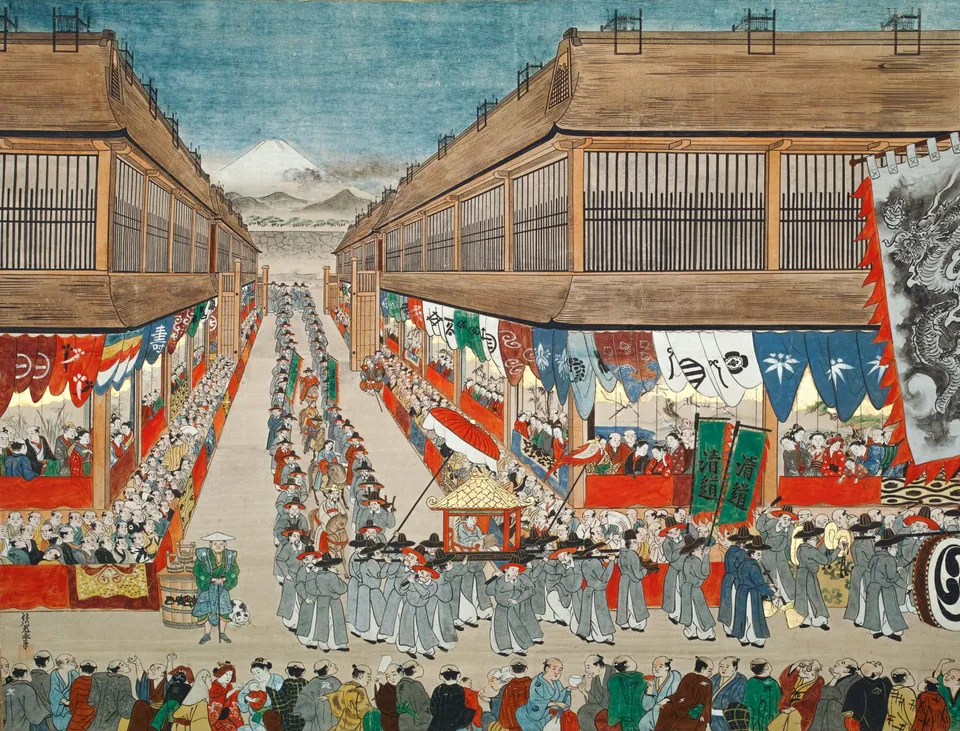 Chōsen tsūshinshi raichō-zu — the Korean mission of 1748 entering Edo, by Hanegawa Tōei, Kobe City Museum