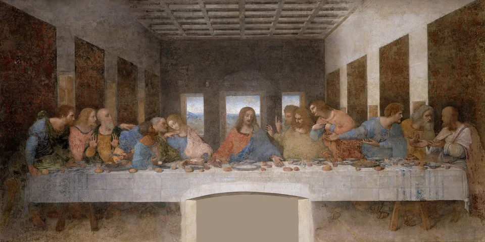 Leonardo da Vinci, The Last Supper (1495–1498), refectory of Santa Maria delle Grazie, Milan