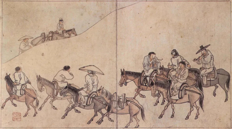 Kim Hong-do, On the Way to Market, from the Danwon pungsokdo album