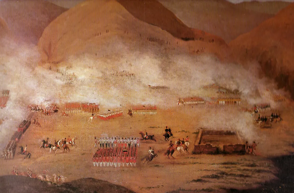 The Battle of Ayacucho (1824), which ended Spanish rule in South America — painting of about 1830