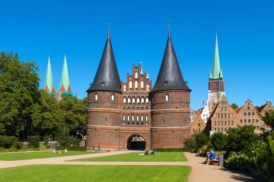The Holstentor in Lübeck, a city gate of the leading Hanseatic town, built around 1478