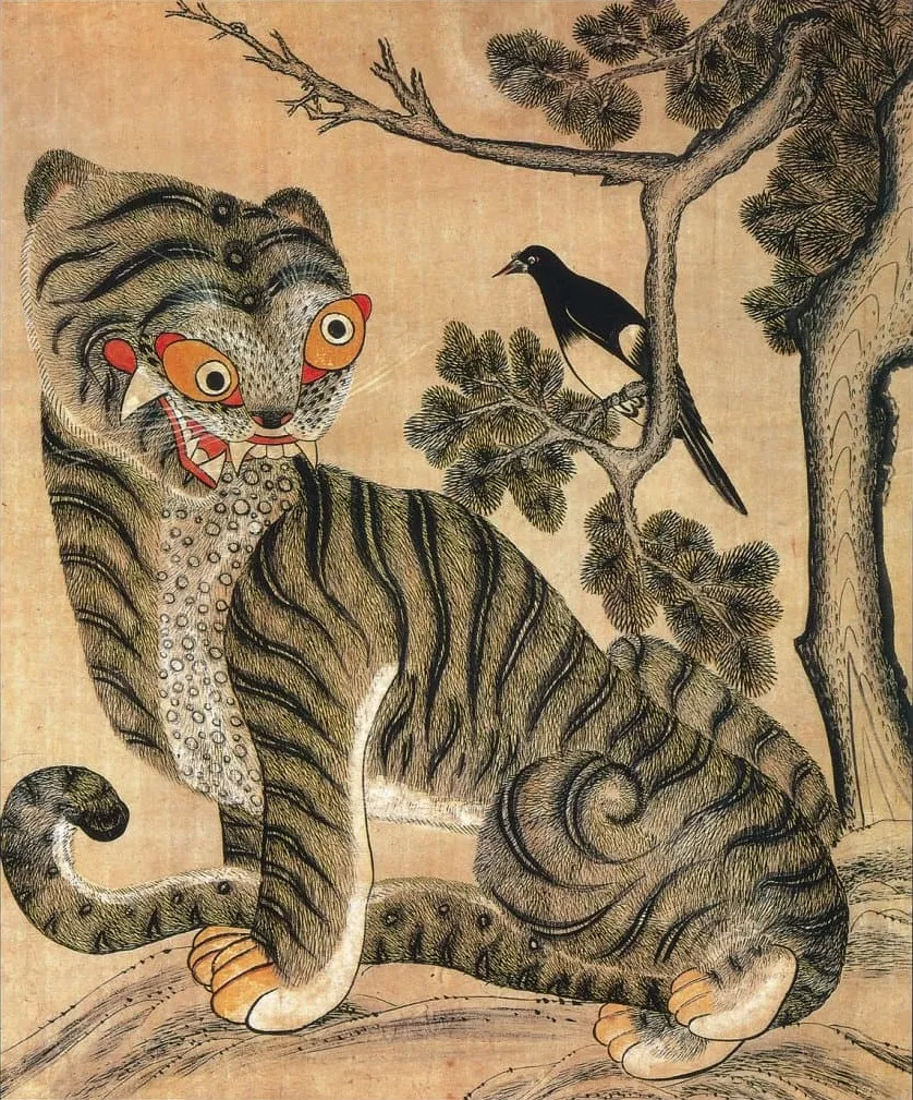 Tiger and magpie (hojakdo) — a folk painting to drive off evil and bring good news