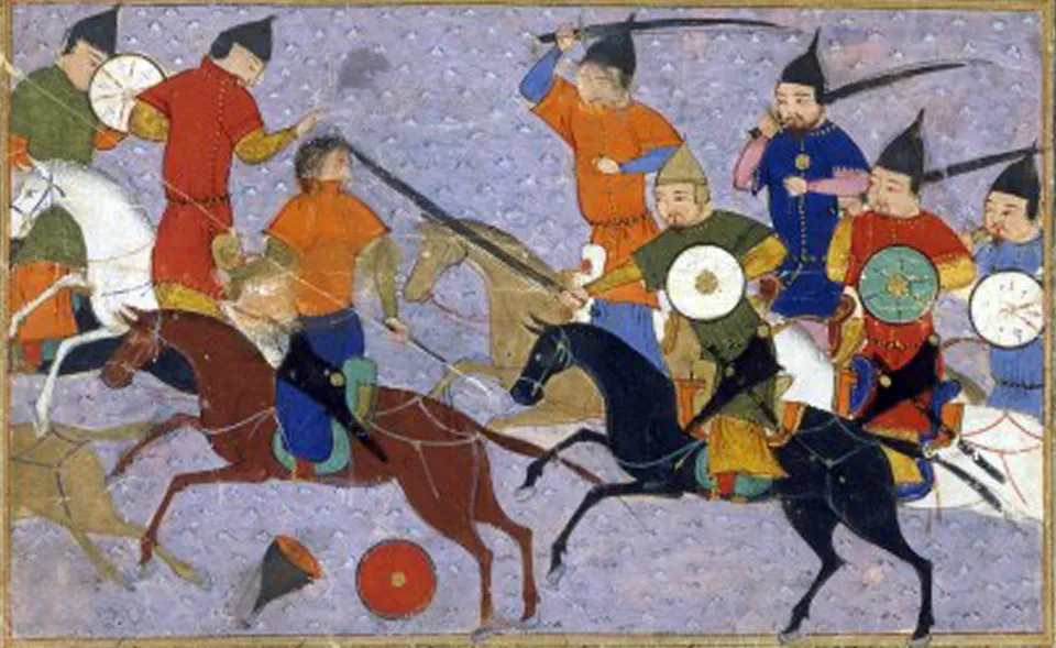 Battle between the Mongols and the Jin in 1211 — illustration from Rashid al-Din’s Jami al-tawarikh