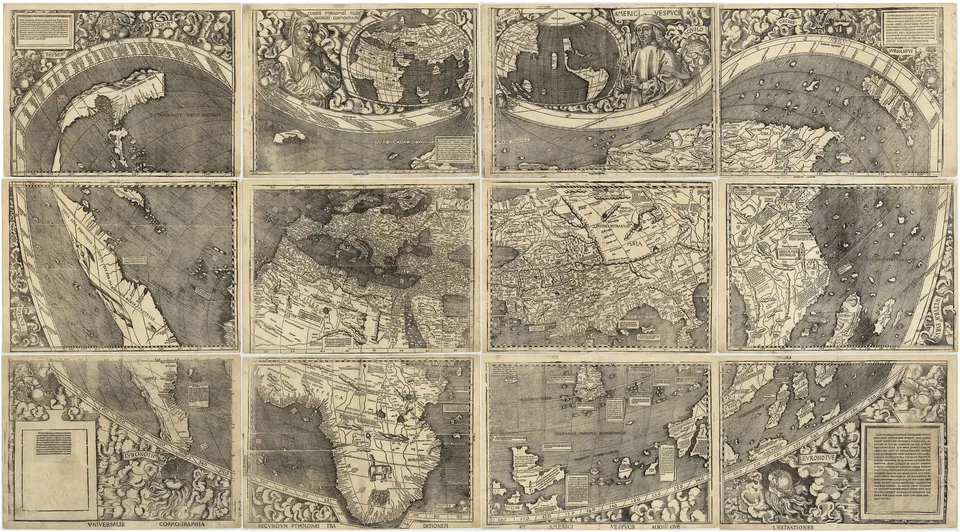 Waldseemüller’s world map Universalis Cosmographia (1507), the first to name "America" — Library of Congress
