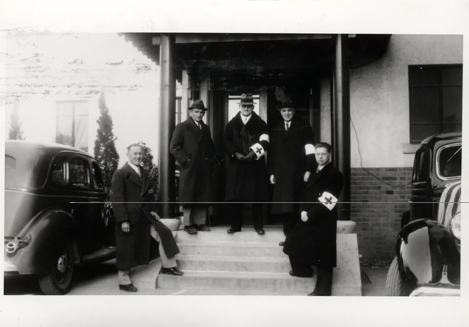 Members of the International Committee for the Nanking Safety Zone, with John Rabe in the centre, 13 December 1937
