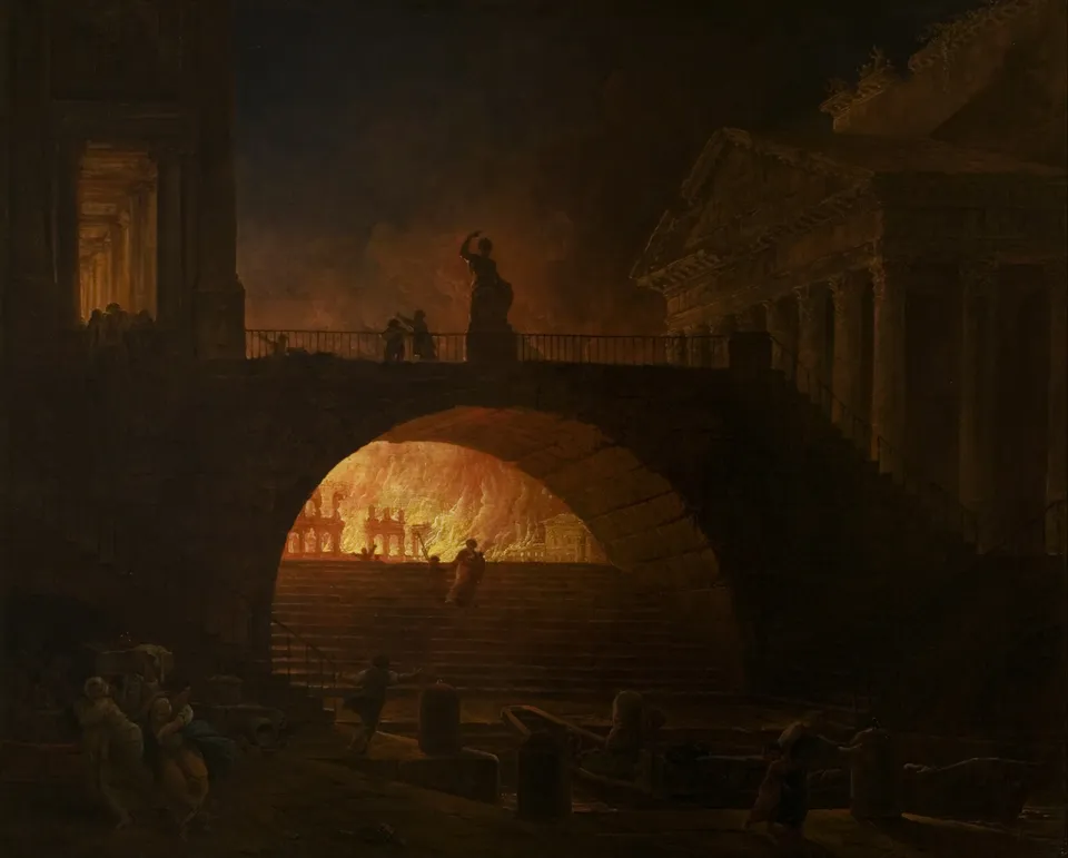Hubert Robert, The Fire of Rome (c. 1785), Musée d’art moderne André Malraux, Le Havre