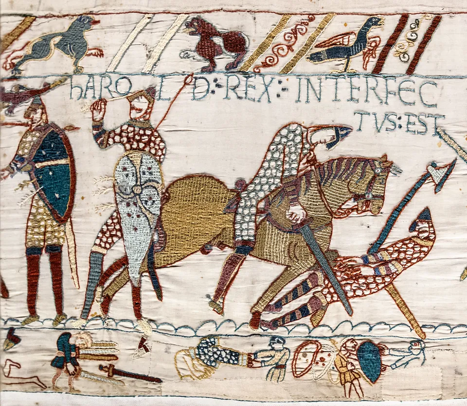 The Bayeux Tapestry — the death of Harold II at the Battle of Hastings, late 11th century