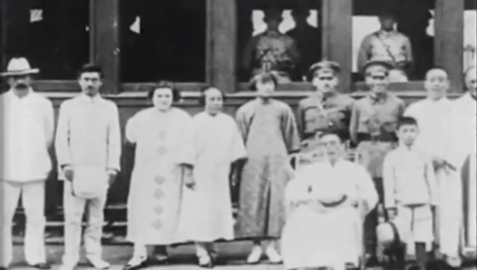 Chiang Kai-shek with the Soviet advisers Borodin and Blyukher and others as he sets out on the Northern Expedition, Guangzhou, July 1926