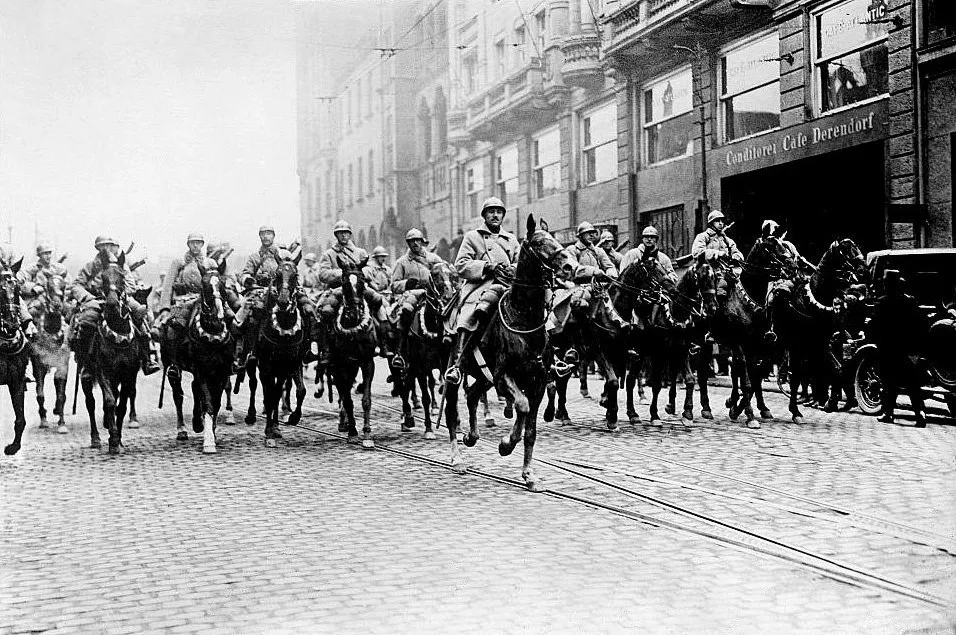 French troops entering Essen during the occupation of the Ruhr, 1923