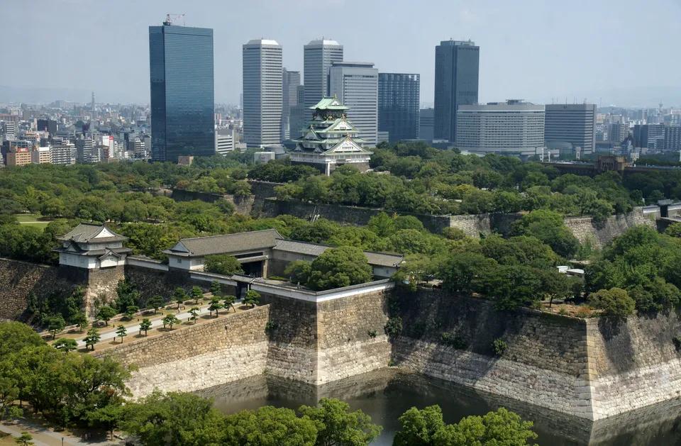 Keep of Osaka Castle — a 1931 reinforced-concrete reconstruction on Tokugawa-era stone walls