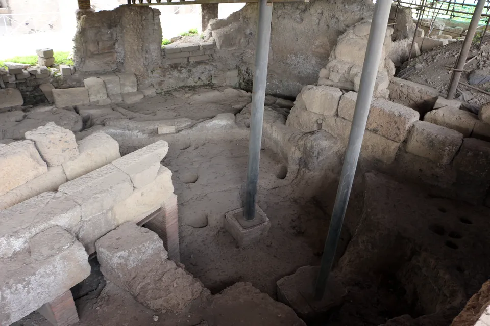 Postholes of Iron Age huts in the rock on the south-west of the Palatine Hill