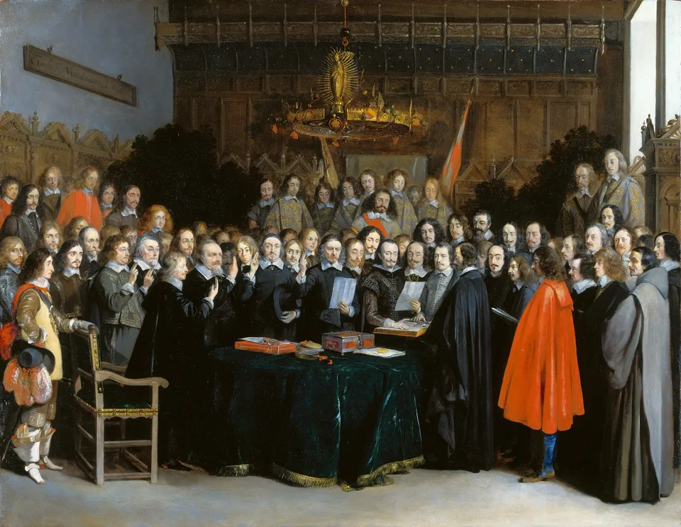 Spain and the Dutch Republic ratifying their peace in Münster town hall, May 1648 — painting by Gerard ter Borch