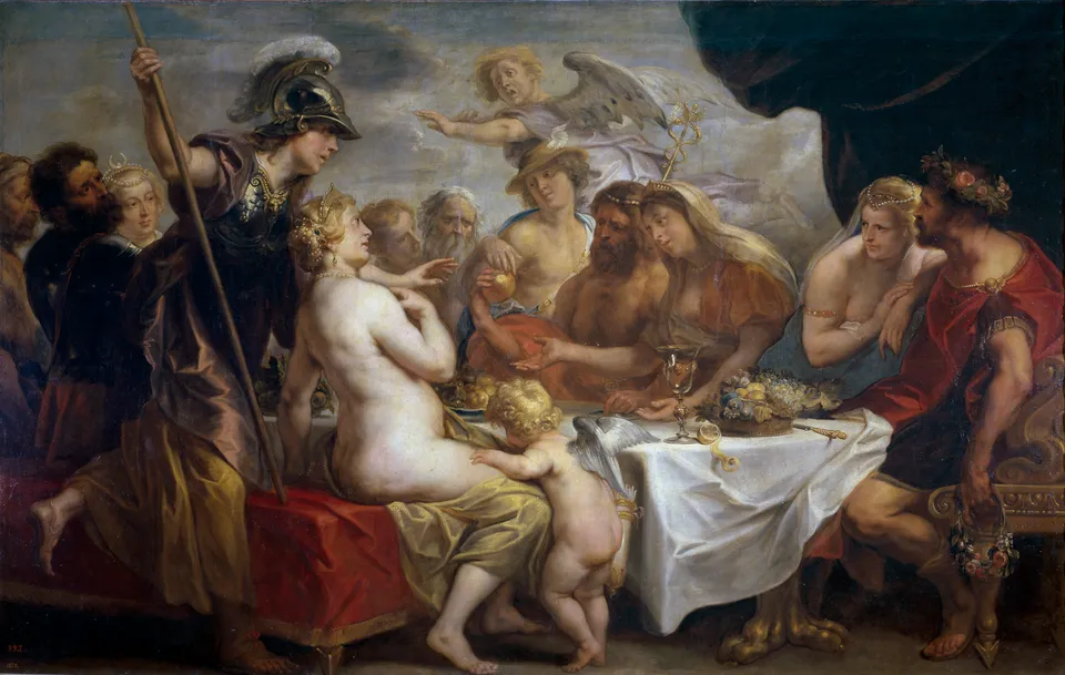 Jacob Jordaens, The Golden Apple of Discord at the Wedding of Peleus and Thetis, c. 1636–1638 — Museo del Prado