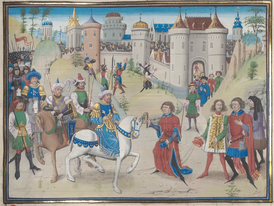 Saladin takes Jerusalem (1187) — Loyset Liédet, miniature in David Aubert’s Chroniques abrégées, 1462, Bibliothèque de l’Arsenal