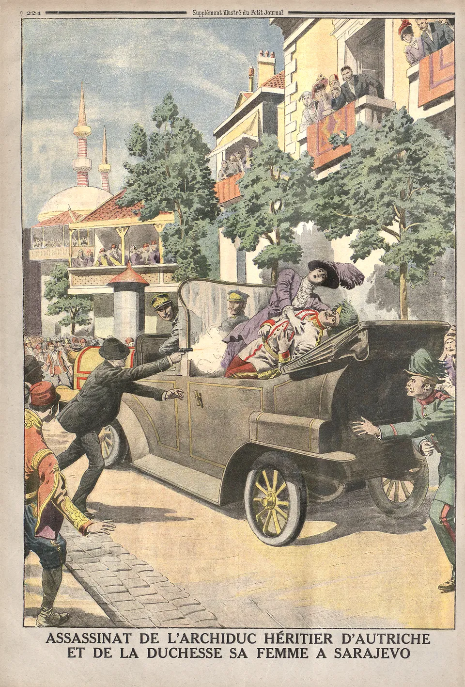 The assassination of the Archduke and his wife in Sarajevo — Le Petit Journal, 12 July 1914