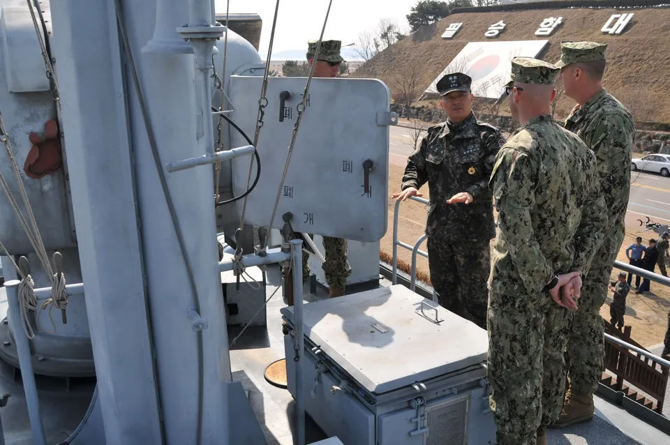The salvaged patrol boat Chamsuri 357 at the navy’s 2nd Fleet, Pyeongtaek, 2012