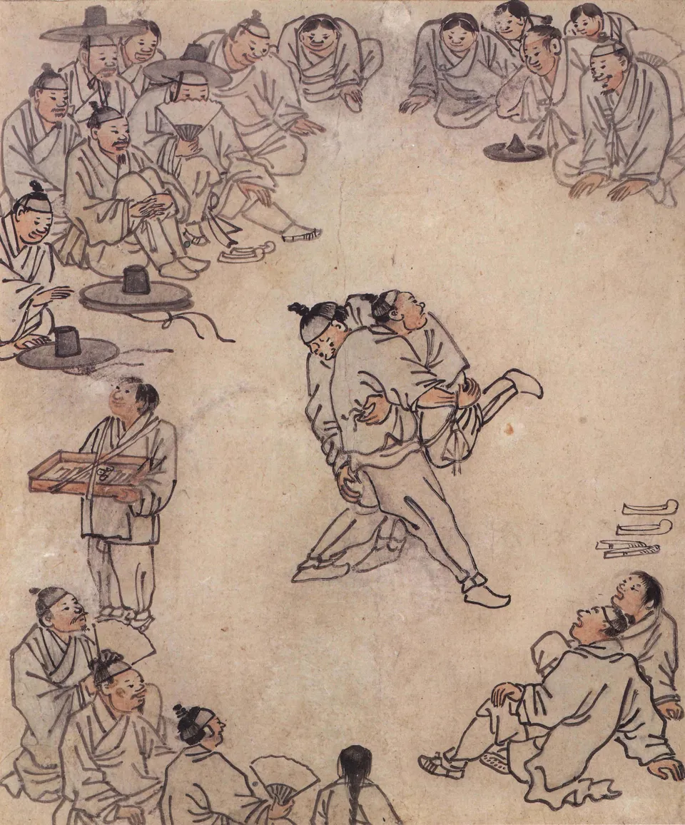 김홍도 씨름 — 단원풍속도첩