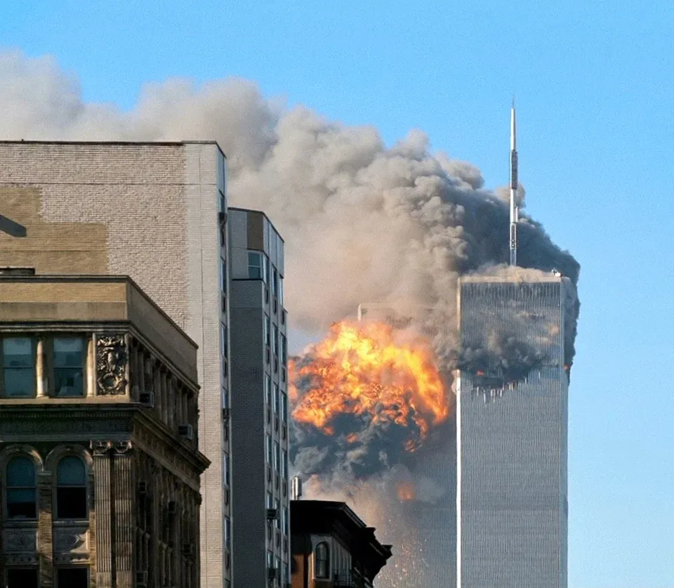 United Airlines Flight 175 strikes the south tower of the World Trade Center, New York, 11 September 2001