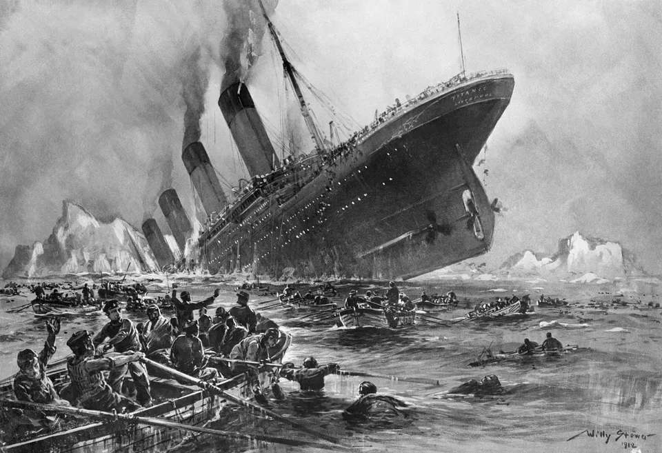 The sinking of the Titanic — painting by Willy Stöwer, 1912