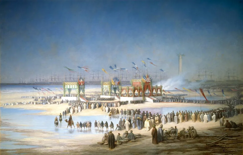 Opening ceremony of the Suez Canal at Port Said, 17 November 1869 — by Édouard Riou