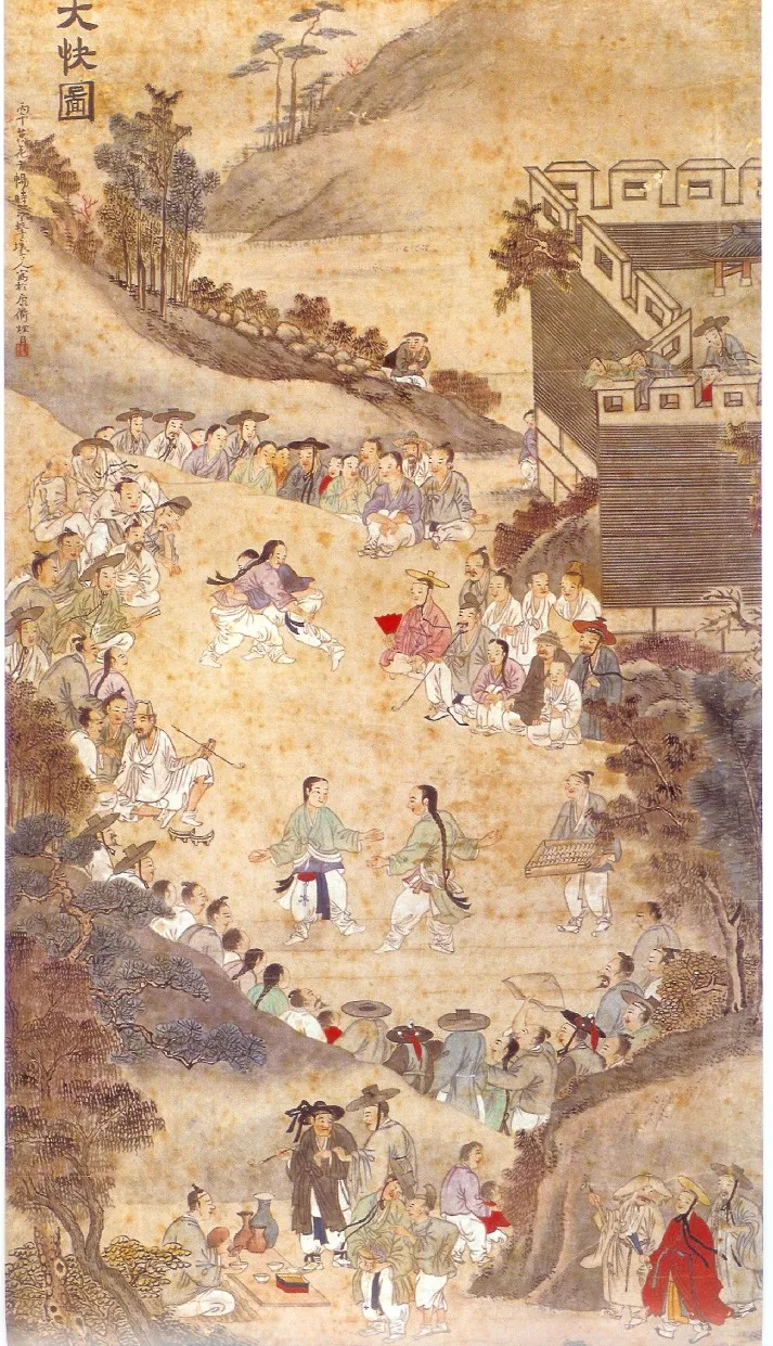 유숙의 "대쾌도"(1846) — 위는 씨름, 아래는 택견