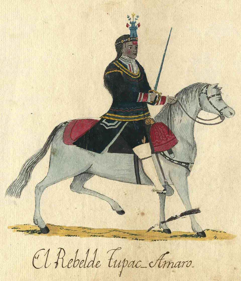 Watercolour of Túpac Amaru II (late 18th–early 19th century), the oldest known image of him, made public in 2015