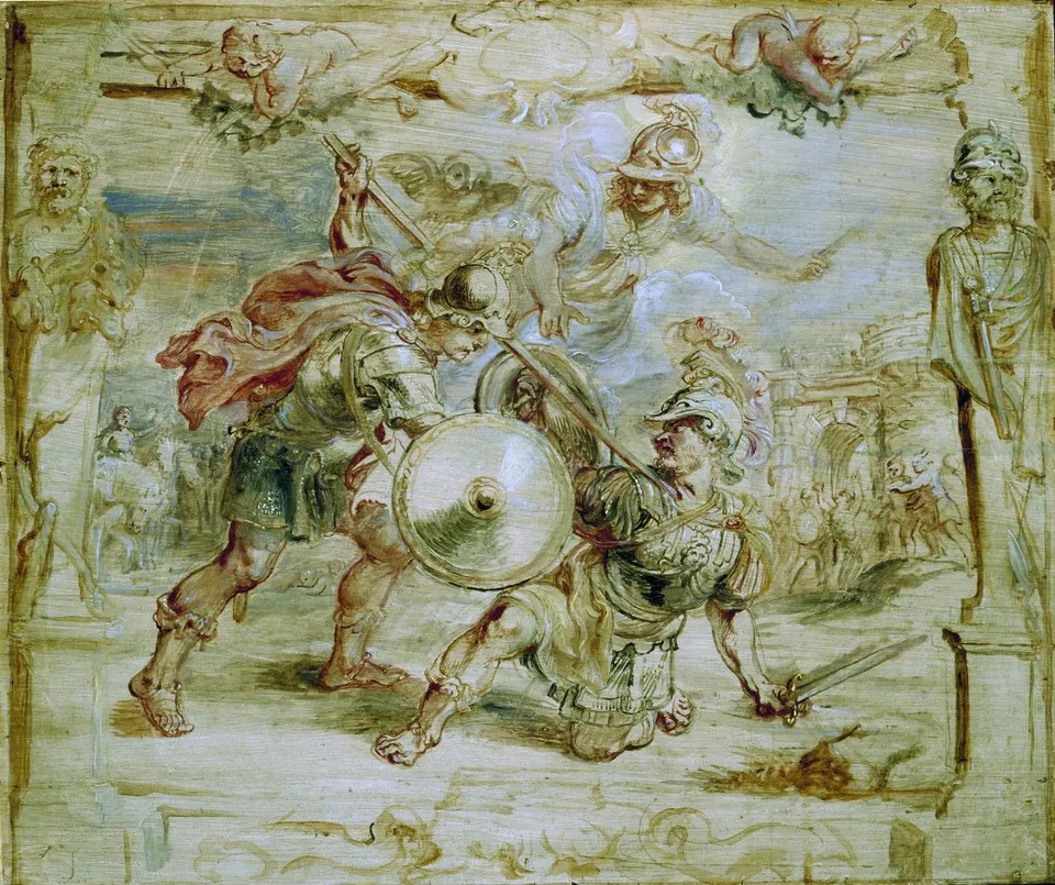 페테르 파울 루벤스, 「헥토르의 죽음」(아킬레우스의 이야기 연작의 밑그림), 1630 – 1635년 무렵 — 로테르담 보이만스 판뵈닝언 미술관