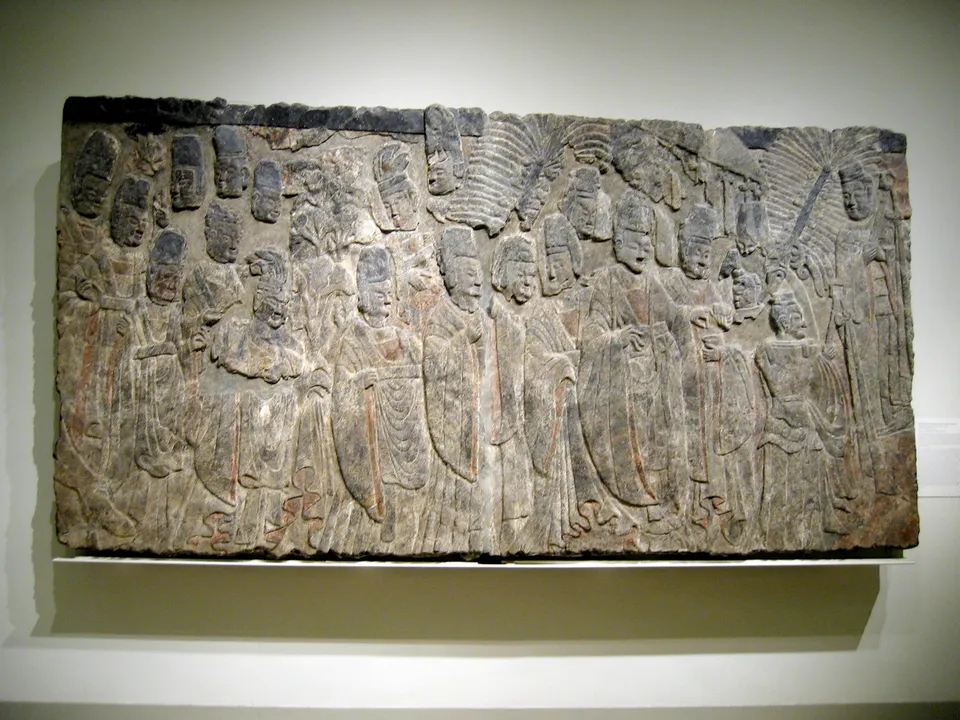 Northern Wei relief of an emperor’s procession from the Central Binyang Cave at Longmen, Metropolitan Museum of Art, New York