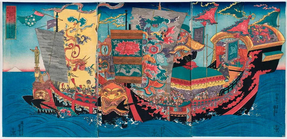 Xu Fu’s expedition setting out to sea — ukiyo-e by Utagawa Kuniyoshi, 19th century